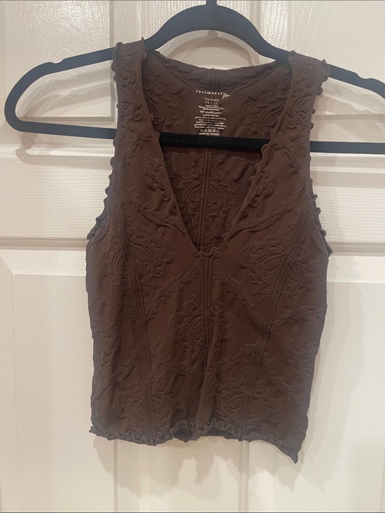 Free People Tops - Free People- Brown Textured V-Neck Sleeveless Tank S:L/XL